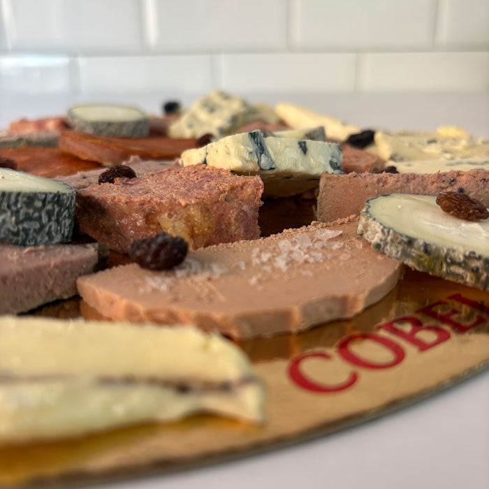 Tray of pates and spreadable cheeses