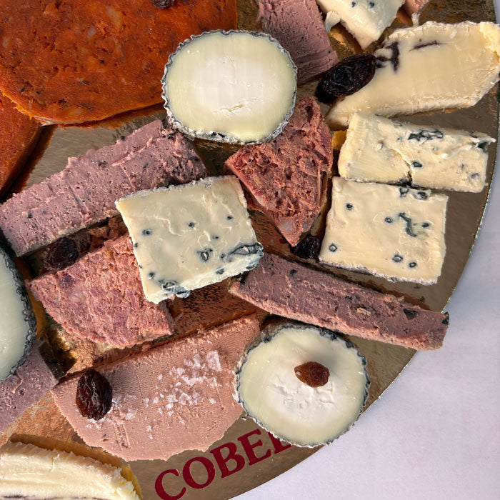 Tray of pates and spreadable cheeses