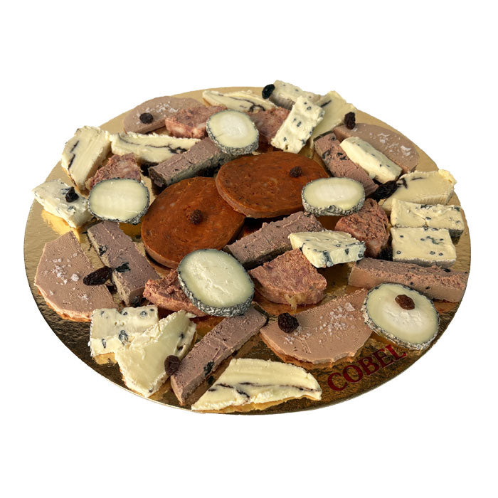 Tray of pates and spreadable cheeses